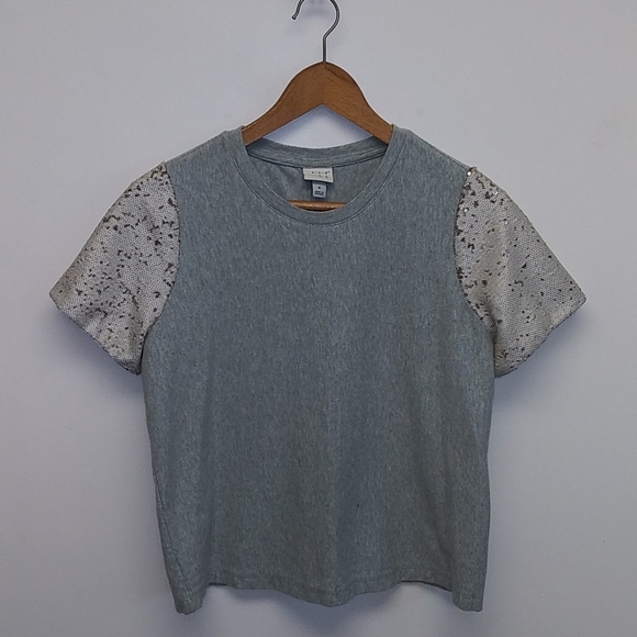 A New Day Sequin Sleeve Gray Top - Picture 12 of 12